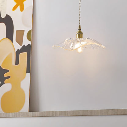 Flower Glass Pendant Light | 11 in Plug-In Shade in Pink, Clear or Green | 177 in Cord, Sloped Ceiling Ready