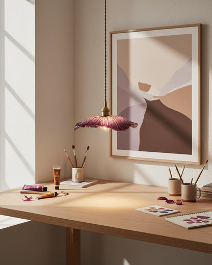 Flower Glass Pendant Light | 11 in Plug-In Shade in Pink, Clear or Green | 177 in Cord, Sloped Ceiling Ready