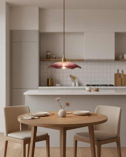 Flower Glass Pendant Light | 11 in Plug-In Shade in Pink, Clear or Green | 177 in Cord, Sloped Ceiling Ready