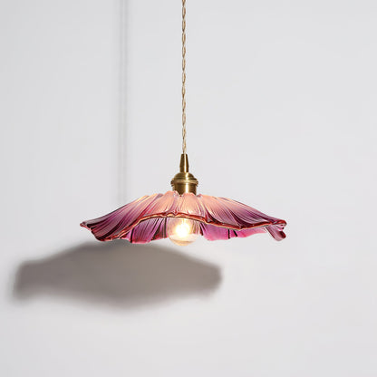 Flower Glass Pendant Light | 11 in Plug-In Shade in Pink, Clear or Green | 177 in Cord, Sloped Ceiling Ready