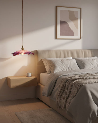 Flower Glass Pendant Light | 11 in Plug-In Shade in Pink, Clear or Green | 177 in Cord, Sloped Ceiling Ready