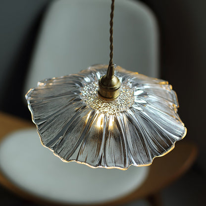 Flower Glass Pendant Light | 11 in Plug-In Shade in Pink, Clear or Green | 177 in Cord, Sloped Ceiling Ready