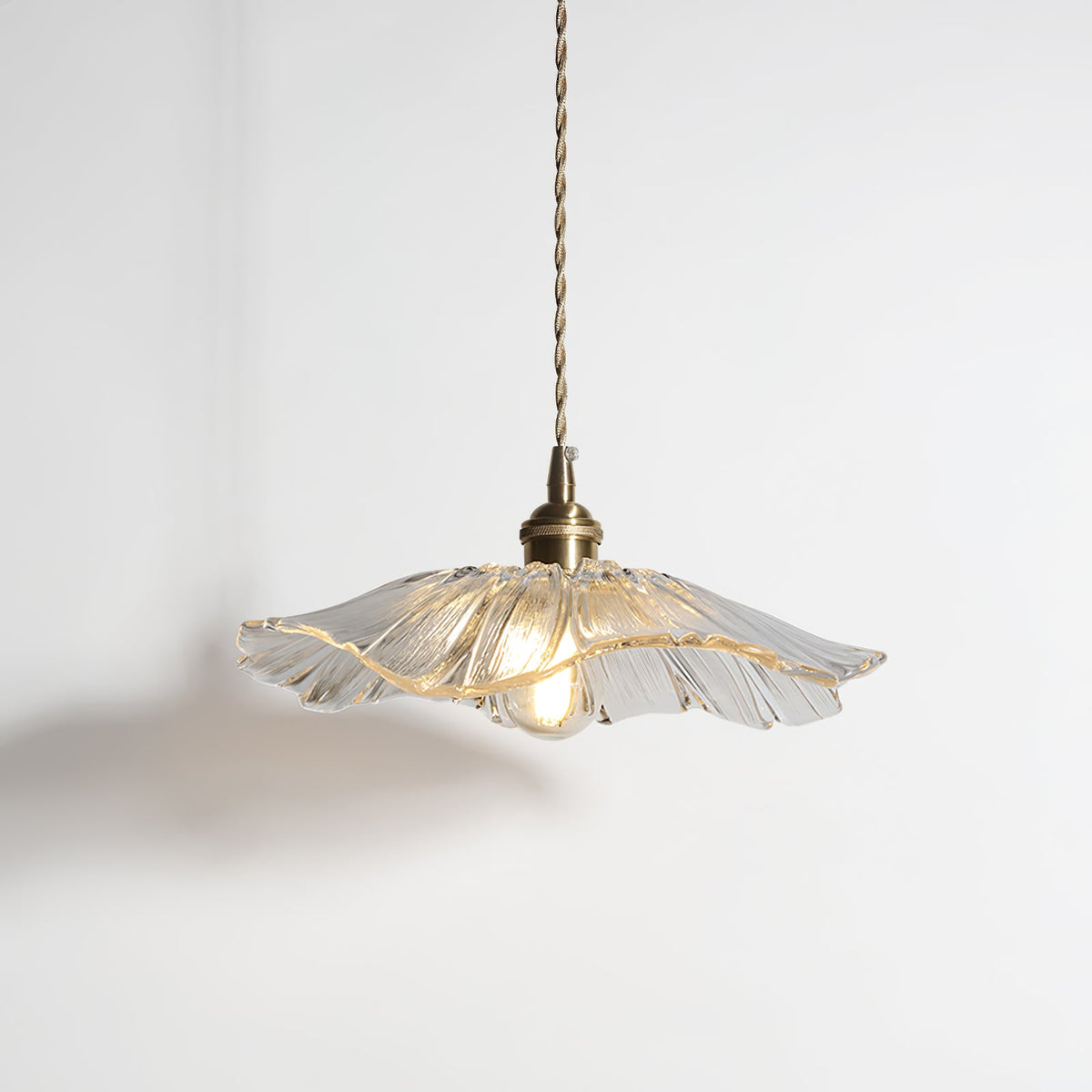 Flower Glass Pendant Light | 11 in Plug-In Shade in Pink, Clear or Green | 177 in Cord, Sloped Ceiling Ready
