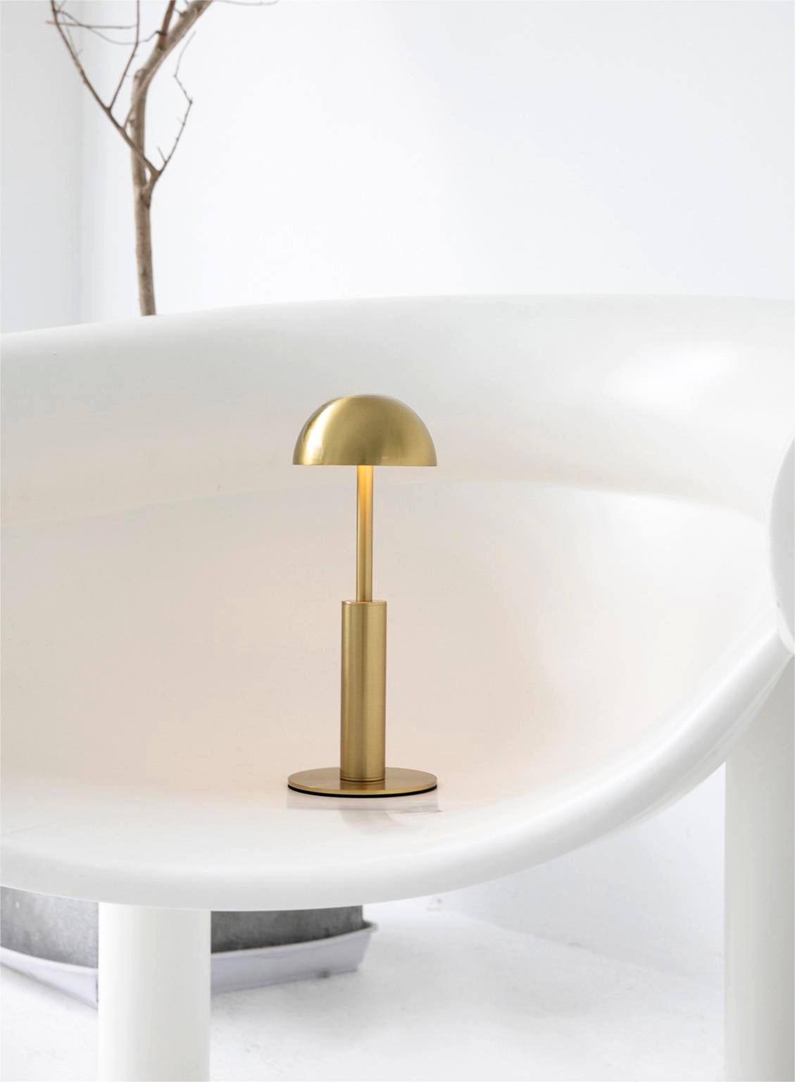 Cordless Table Lamp | 11 in Gold Aluminum Lamp with 1800mAh Battery | 3-Level Dimming, USB Rechargeable