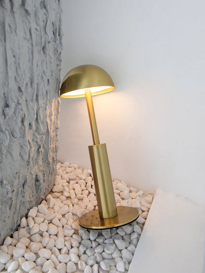 Cordless Table Lamp | 11 in Gold Aluminum Lamp with 1800mAh Battery | 3-Level Dimming, USB Rechargeable