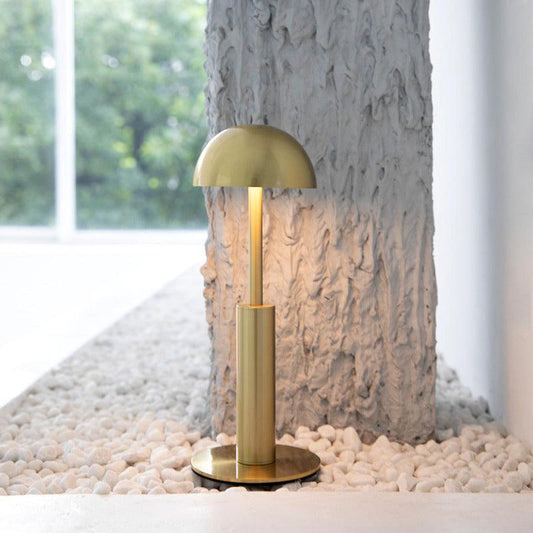 Cordless Table Lamp | 11 in Gold Aluminum Lamp with 1800mAh Battery | 3-Level Dimming, USB Rechargeable