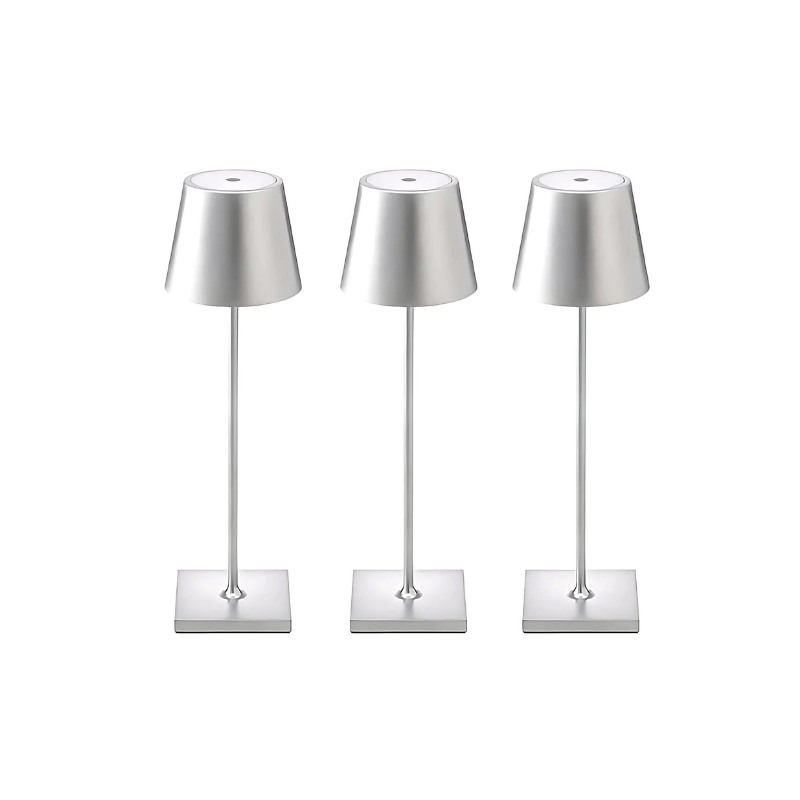 Cordless Table Lamp | Rechargeable 5200mAh LED, Aluminum, 15 in | Touch Dimming Dining Lamp, Single to Set of 3