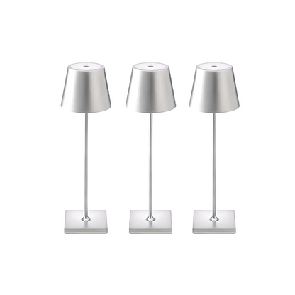 Cordless Table Lamp | Rechargeable 5200mAh LED, Aluminum, 15 in | Touch Dimming Dining Lamp, Single to Set of 3