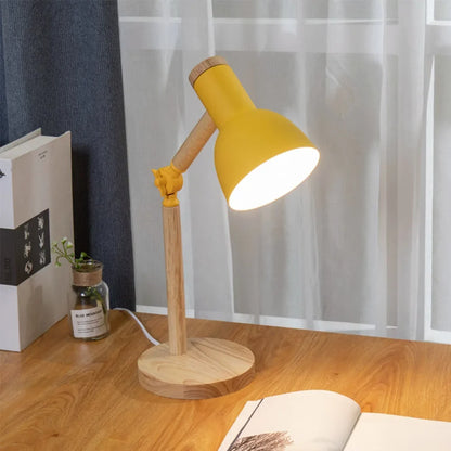 Nordic Desk Lamp | Adjustable Rubberwood Base with Metal Shade