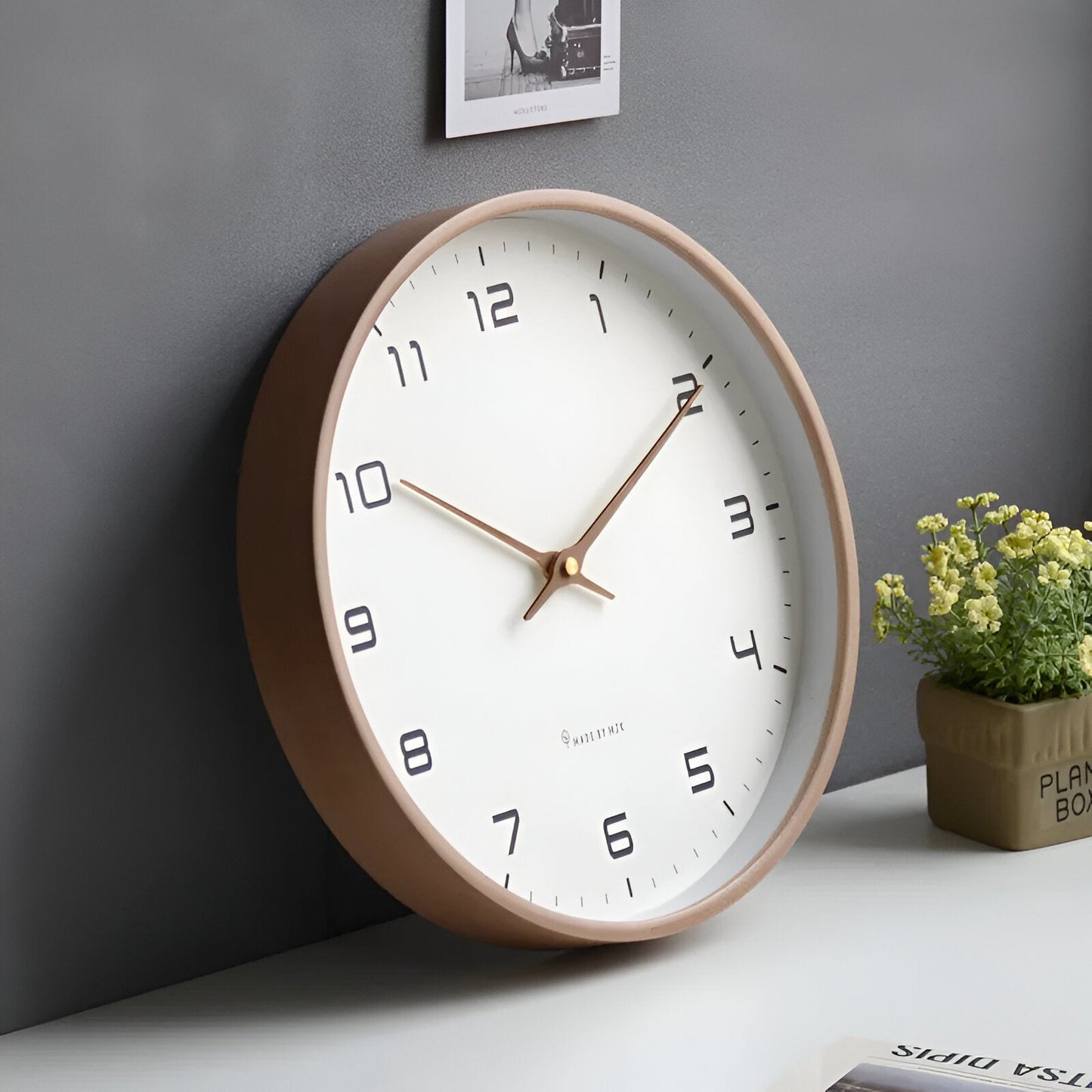 Wall Clock | Silent Quartz Movement, Natural Wood Frame