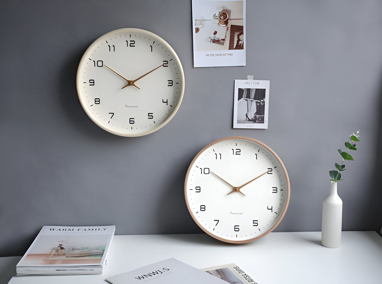 Wall Clock | Silent Quartz Movement, Natural Wood Frame