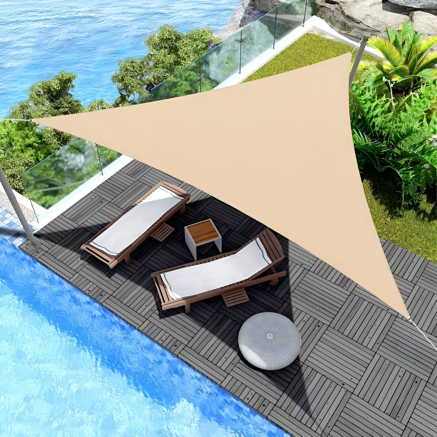 TriBlocker Shade Sail | Waterproof Polyester Triangle Design | UV Protection, Easy Installation