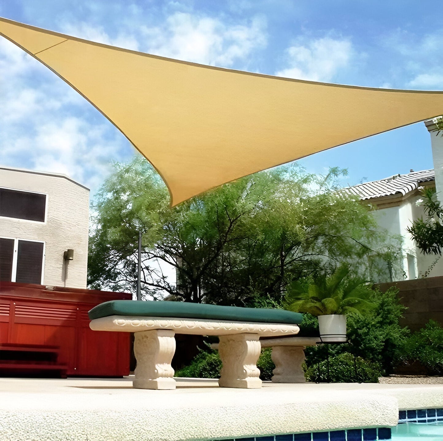 TriBlocker Shade Sail | Waterproof Polyester Triangle Design | UV Protection, Easy Installation