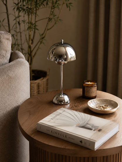 Cordless Dome Table Lamp | Metal Mushroom Lamp with 1200mAh Battery | Touch Dimming, 3 Light Colors, 3 Finishes