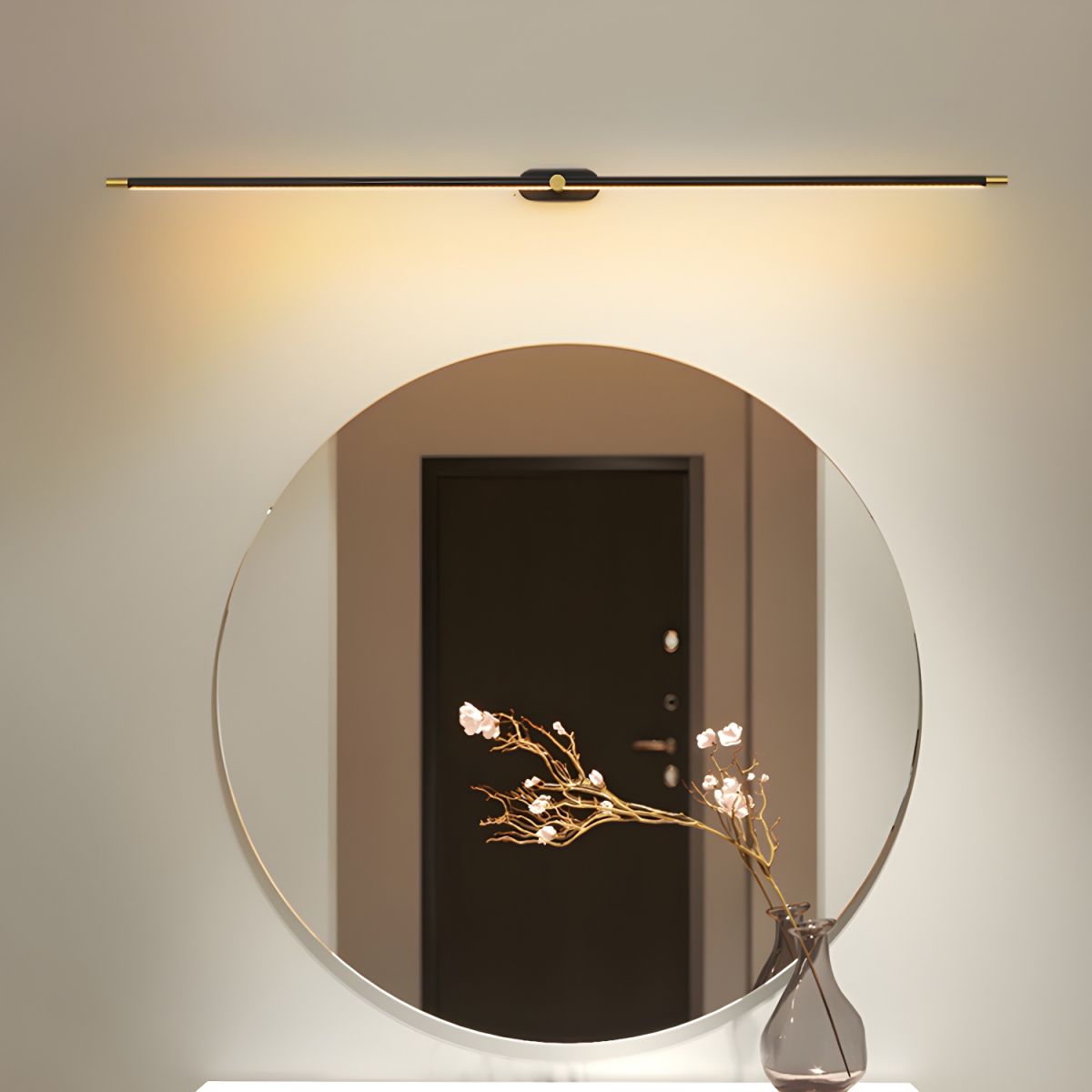 Linear LED Wall Light | Slim Metal Bar in Black or Gold, 27, 39 or 50 in | Over-Mirror Light, Warm or Cool White