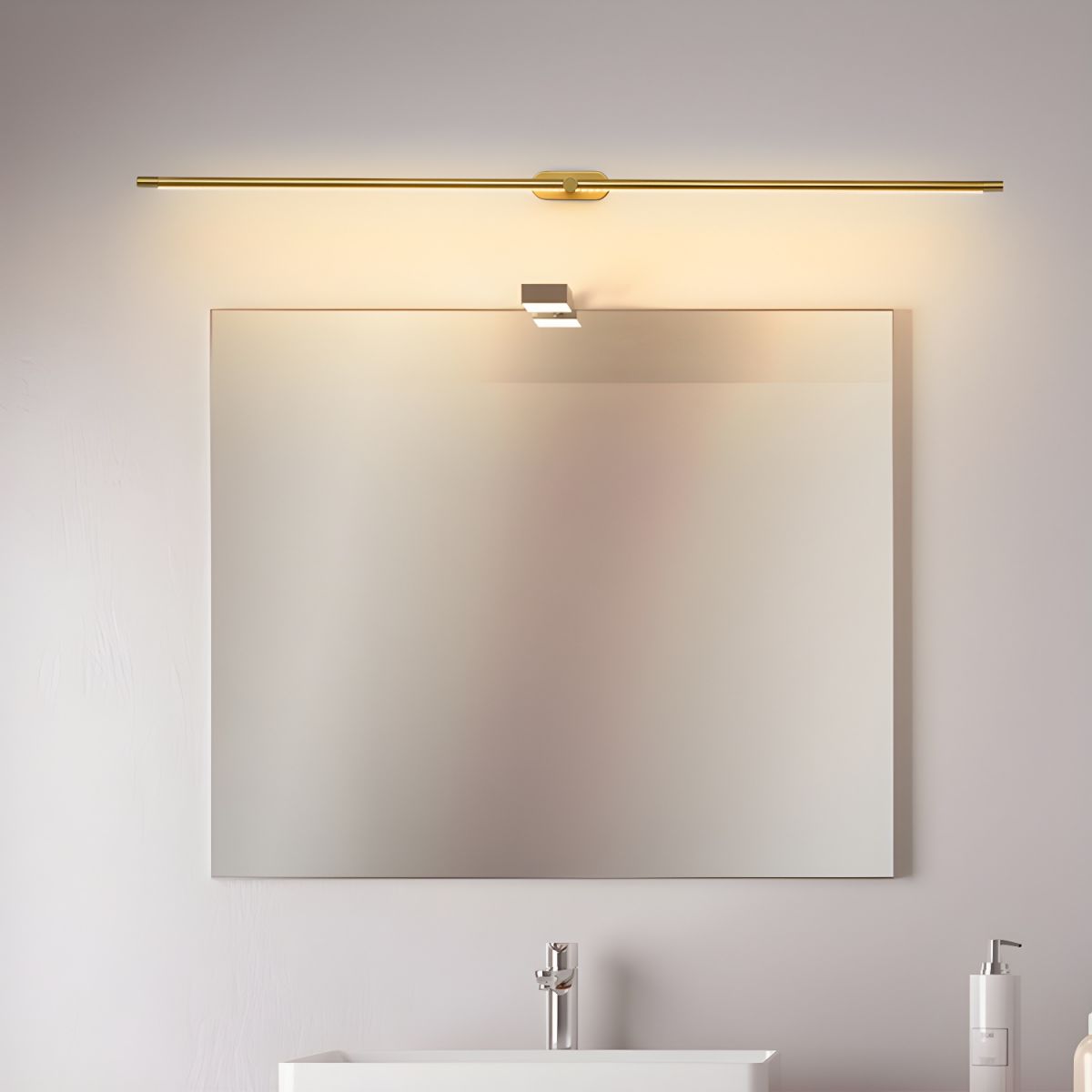 Linear LED Wall Light | Slim Metal Bar in Black or Gold, 27, 39 or 50 in | Over-Mirror Light, Warm or Cool White