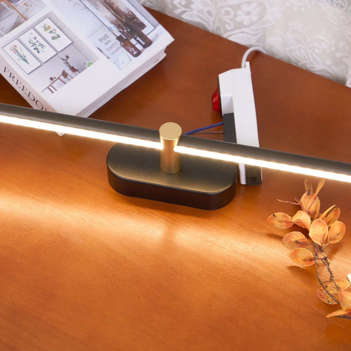 Linear LED Wall Light | Slim Metal Bar in Black or Gold, 27, 39 or 50 in | Over-Mirror Light, Warm or Cool White