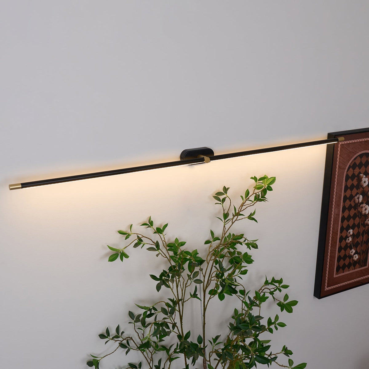 Linear LED Wall Light | Slim Metal Bar in Black or Gold, 27, 39 or 50 in | Over-Mirror Light, Warm or Cool White