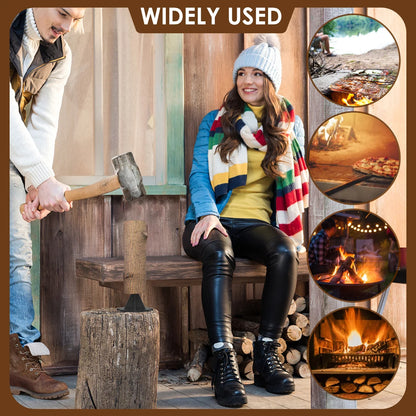 Log Splitter | Carbon Steel Portable Tool with Cloth Bag for Kindling