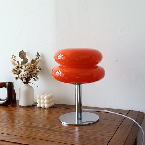 LED Table Lamp | Handcrafted Glass Shade with Chrome Base
