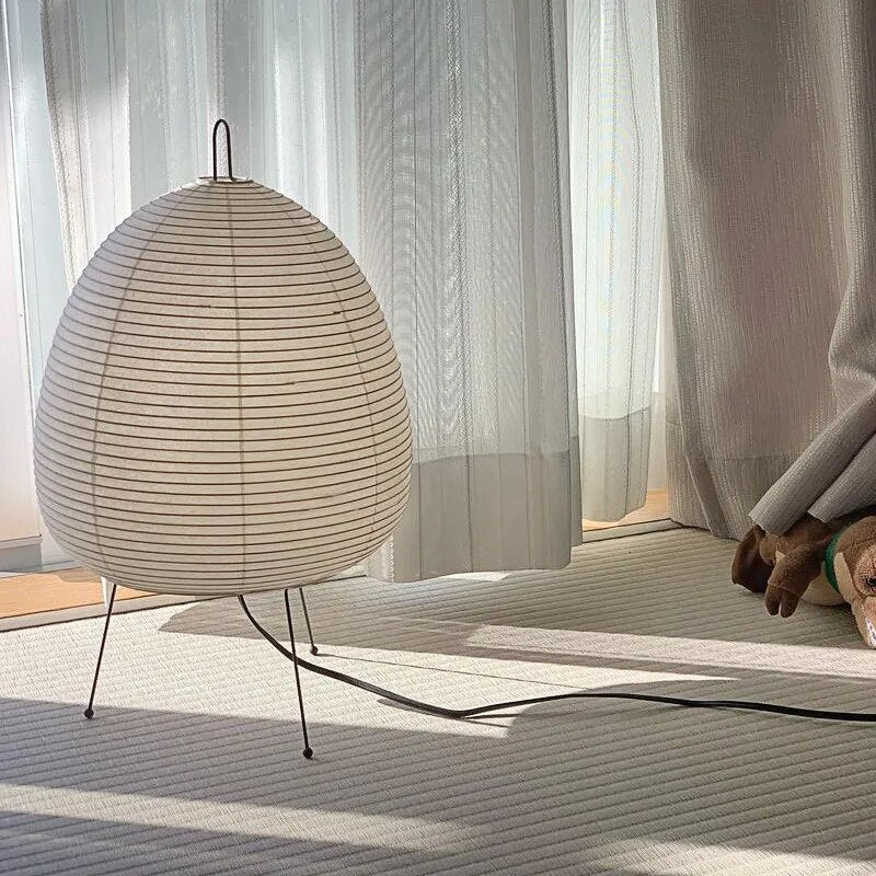 Japanese Rice Paper Table Lamp | Minimalist Metal Base