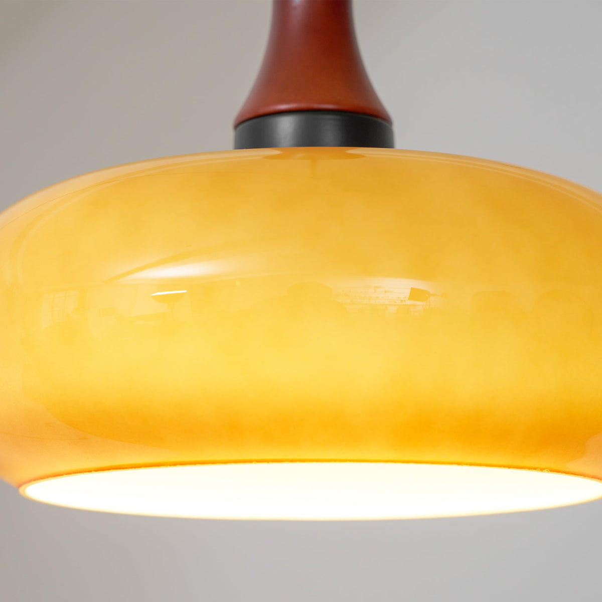 Plug-In Pendant Light | 11 in Tinted Glass Shade on a Turned Wood Stem | 177 in Cord, In-Line Switch, E26