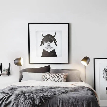 Plug-In Wall Sconce | Metal Bell Shade on a Natural Wood Base | No Hardwiring, White, Black or Gray