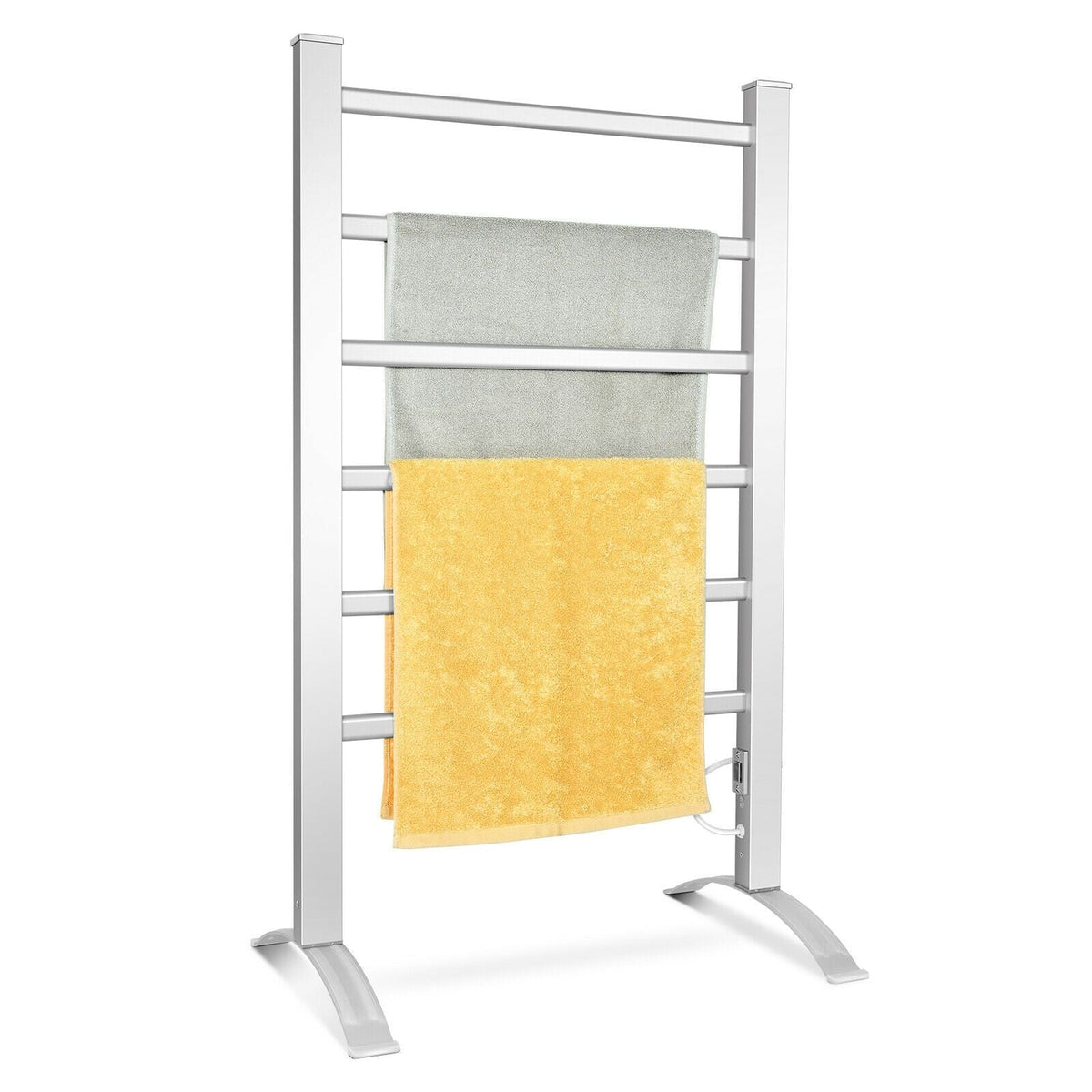 Heated Towel Rack | Freestanding or Wall-Mount Aluminum Warmer, 100W | Holds 6 Towels, 113 to 122°F