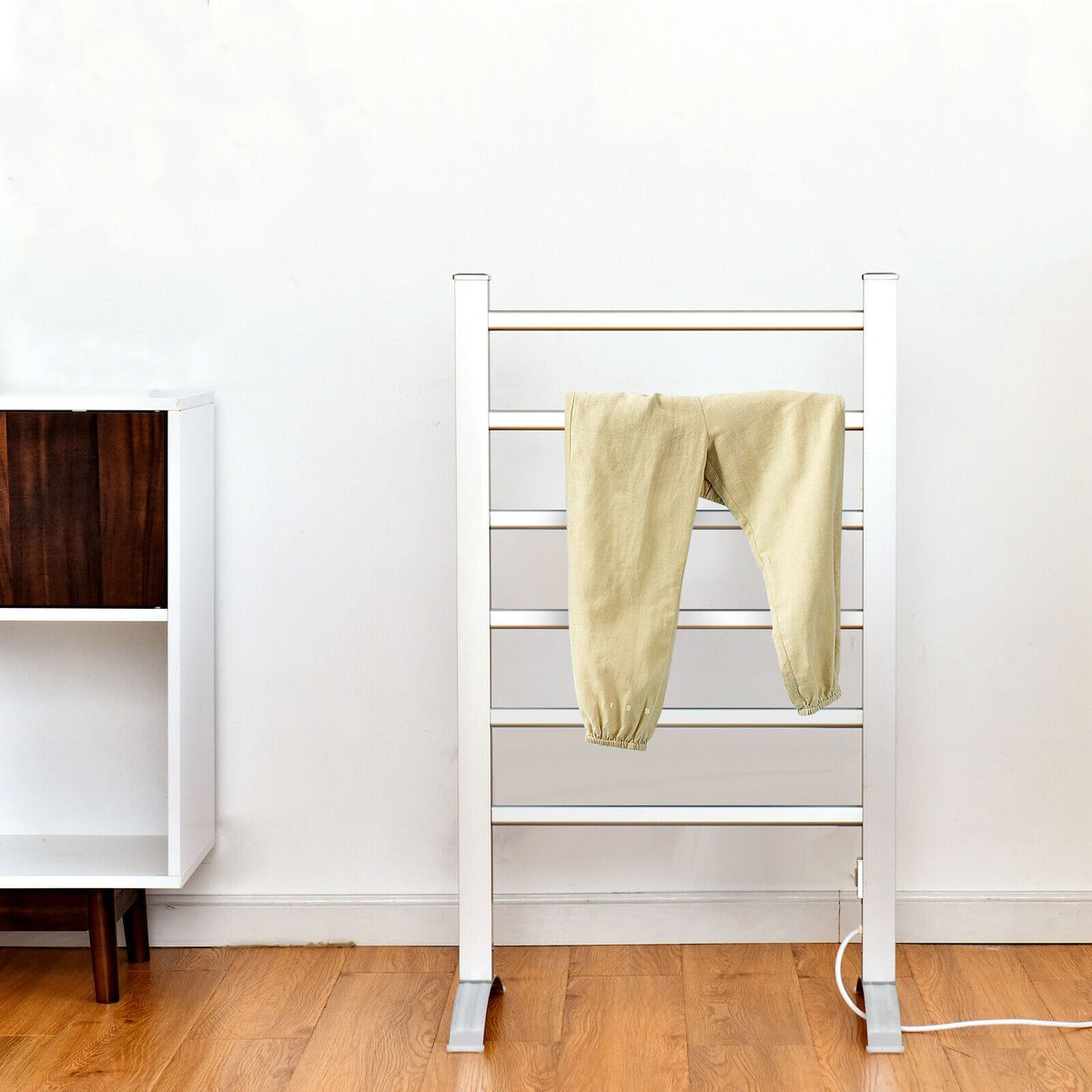 Heated Towel Rack | Freestanding or Wall-Mount Aluminum Warmer, 100W | Holds 6 Towels, 113 to 122°F