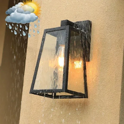 Outdoor Wall Lamp | Matte Black Metal with Thickened Glass | IP65 Waterproof