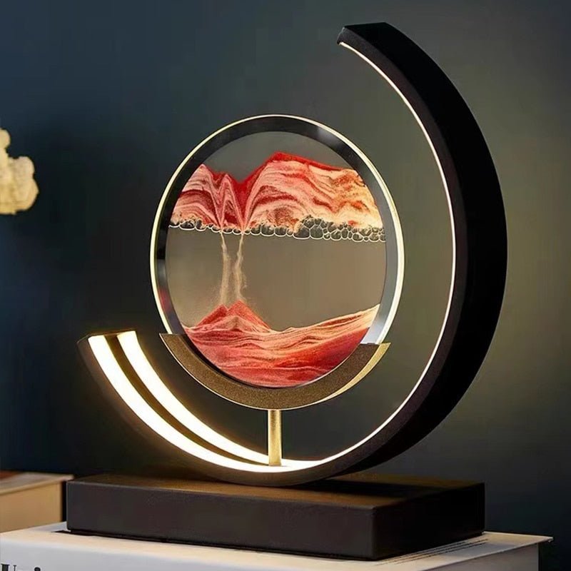 LED Table Lamp | 360° Rotating Acrylic Design with Coloured Sand
