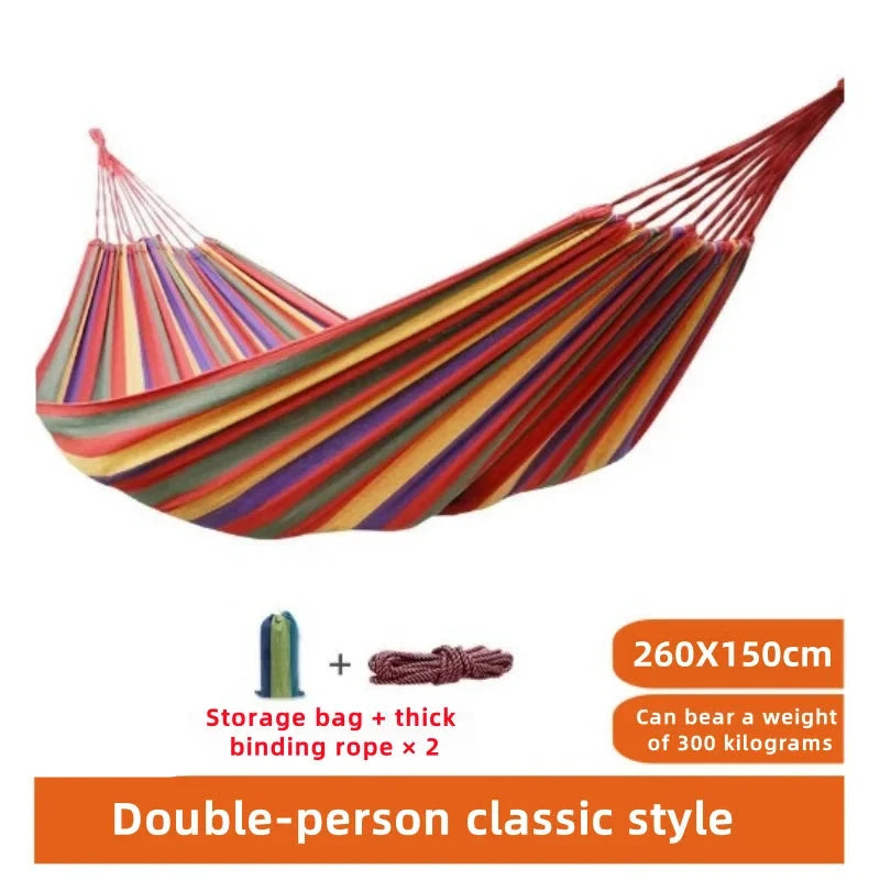 Canvas Hammock | Double Size Striped Cotton Fabric – Indoor & Outdoor Use