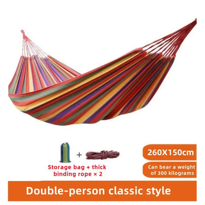 Canvas Hammock | Double Size Striped Cotton Fabric – Indoor & Outdoor Use
