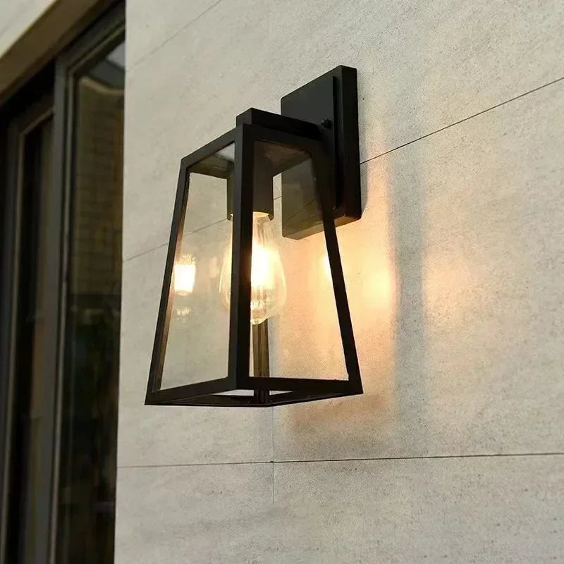 Outdoor Wall Lamp | Matte Black Metal with Thickened Glass | IP65 Waterproof