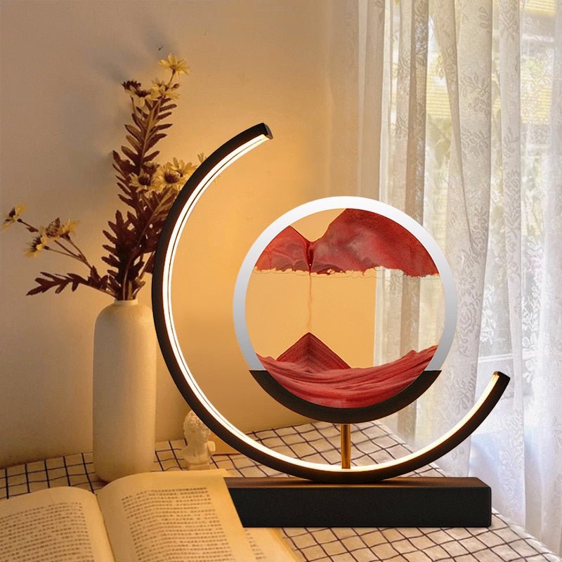 LED Table Lamp | 360° Rotating Acrylic Design with Coloured Sand