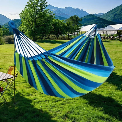 Canvas Hammock | Double Size Striped Cotton Fabric – Indoor & Outdoor Use