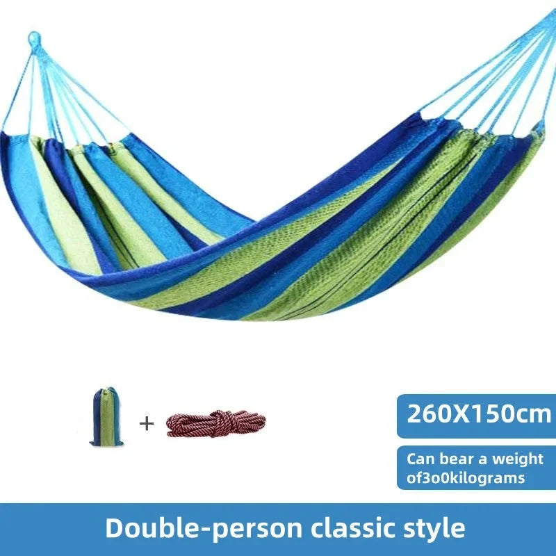 Canvas Hammock | Double Size Striped Cotton Fabric – Indoor & Outdoor Use