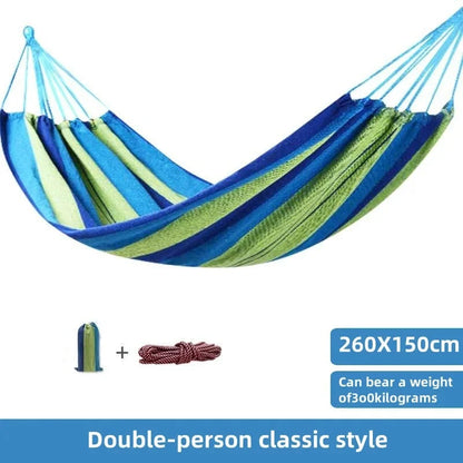 Canvas Hammock | Double Size Striped Cotton Fabric – Indoor & Outdoor Use