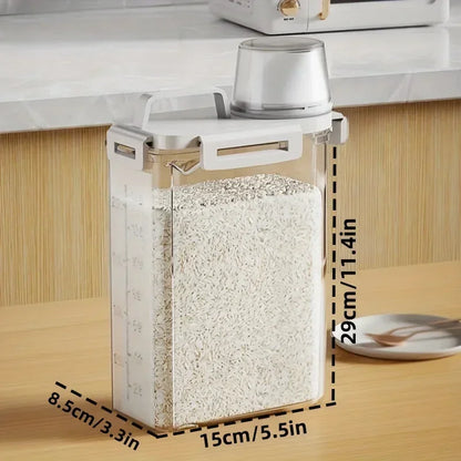 Airtight Grain Storage Container | 2.5L Food-Grade Plastic with Measuring Cup & Spout