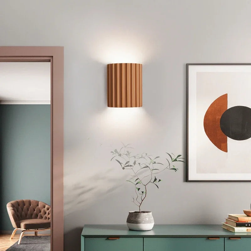 Resin Wall Lamp | Ribbed Nordic Design for Soft Ambient Lighting