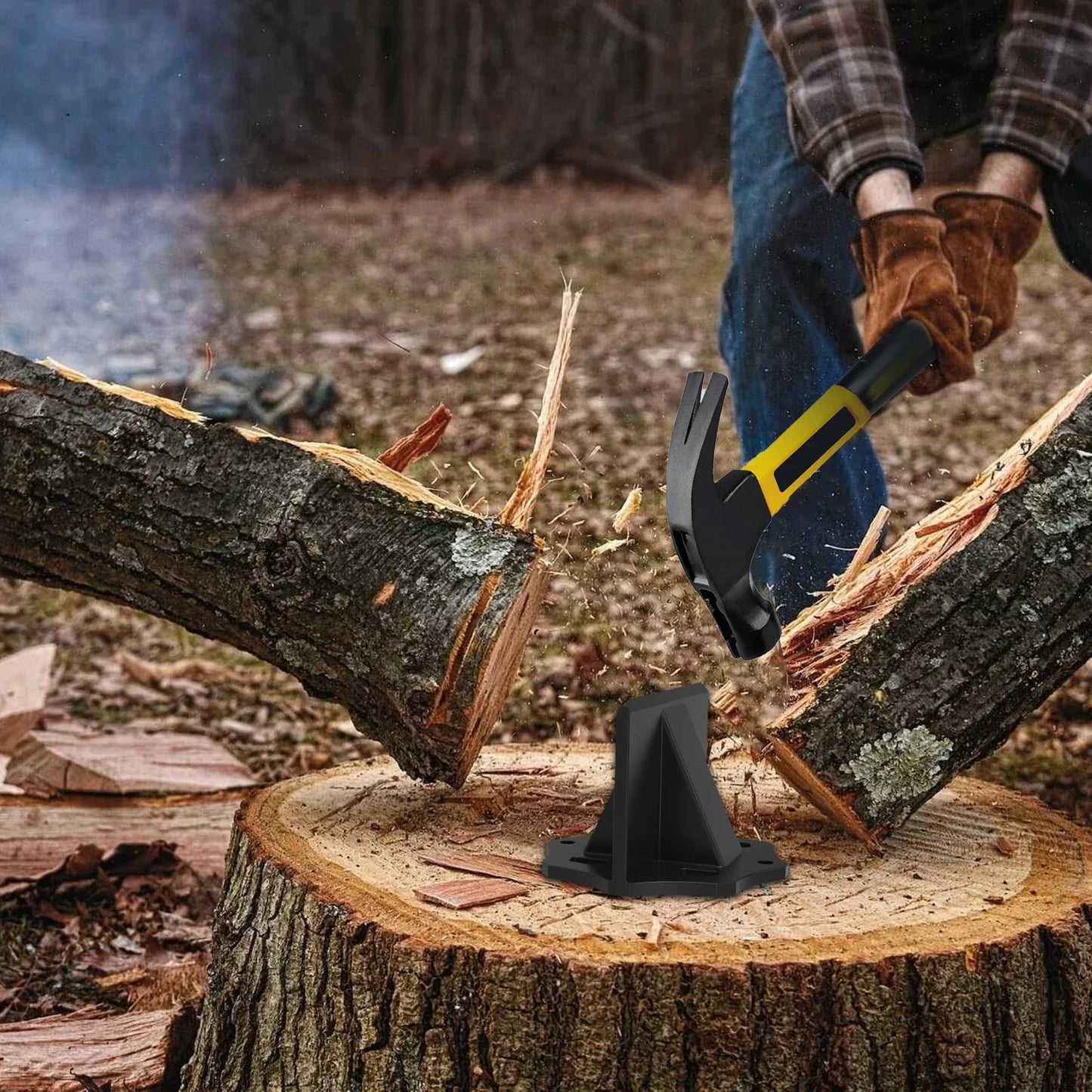 Log Splitter | Carbon Steel Portable Tool with Cloth Bag for Kindling