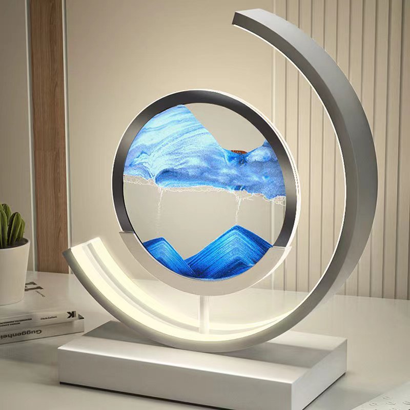 LED Table Lamp | 360° Rotating Acrylic Design with Coloured Sand
