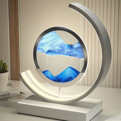 LED Table Lamp | 360° Rotating Acrylic Design with Coloured Sand