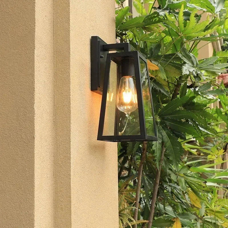 Outdoor Wall Lamp | Matte Black Metal with Thickened Glass | IP65 Waterproof