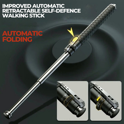 Automatic Self Defense Walking Stick | Alloy Steel, Anti-Slip Grip, Telescopic Design