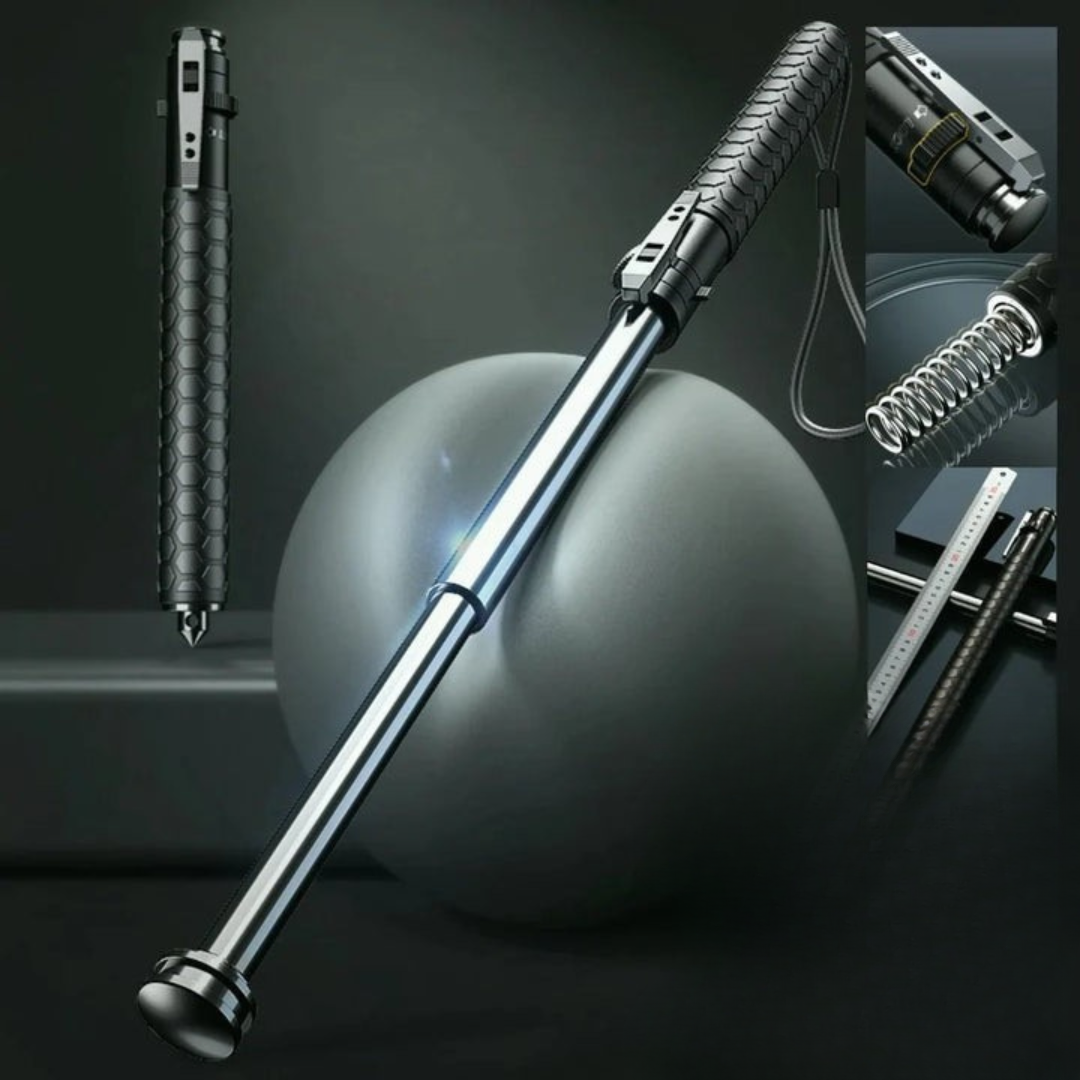 Automatic Self Defense Walking Stick | Alloy Steel, Anti-Slip Grip, Telescopic Design