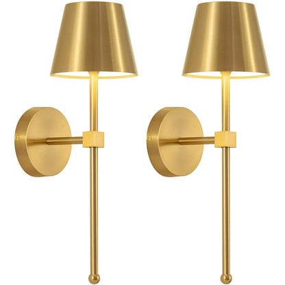 Rechargeable Wall Sconces | Metal Cone Shade, 5200mAh, USB-C | Touch & Remote Dimming, 3 Colors, Set of 2 or 4