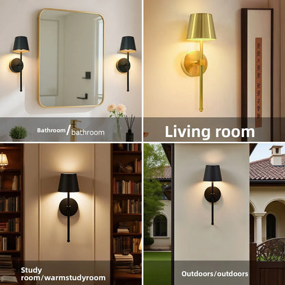 Rechargeable Wall Sconces | Metal Cone Shade, 5200mAh, USB-C | Touch & Remote Dimming, 3 Colors, Set of 2 or 4