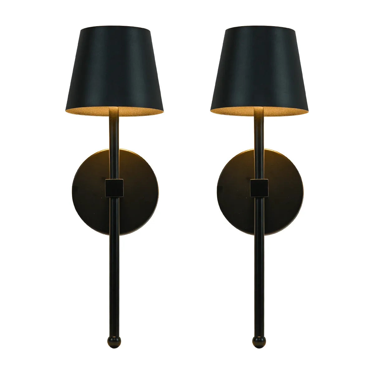 Rechargeable Wall Sconces | Metal Cone Shade, 5200mAh, USB-C | Touch & Remote Dimming, 3 Colors, Set of 2 or 4