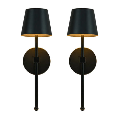 Rechargeable Wall Sconces | Metal Cone Shade, 5200mAh, USB-C | Touch & Remote Dimming, 3 Colors, Set of 2 or 4